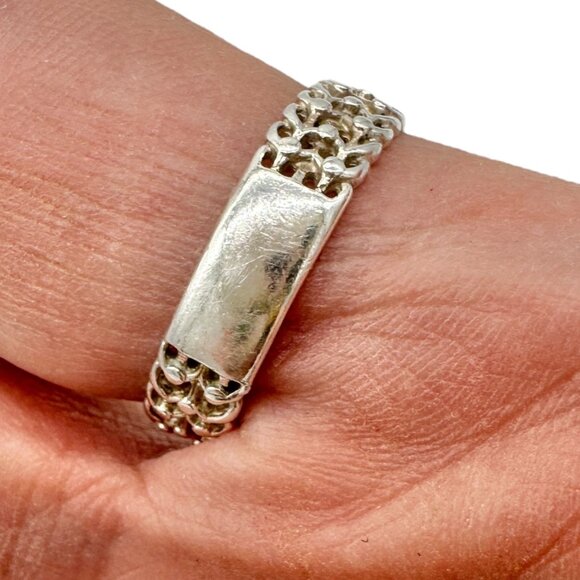 Vintage Sterling Silver 925 Buckle Design Ring Size 10 Unique Chain Style NV40 - Picture 4 of 10
